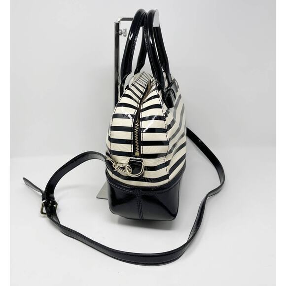 Kate Spade Chelsea Park Porter Patent Leather Handbag Black Cream Bow Crossbody - Picture 8 of 12